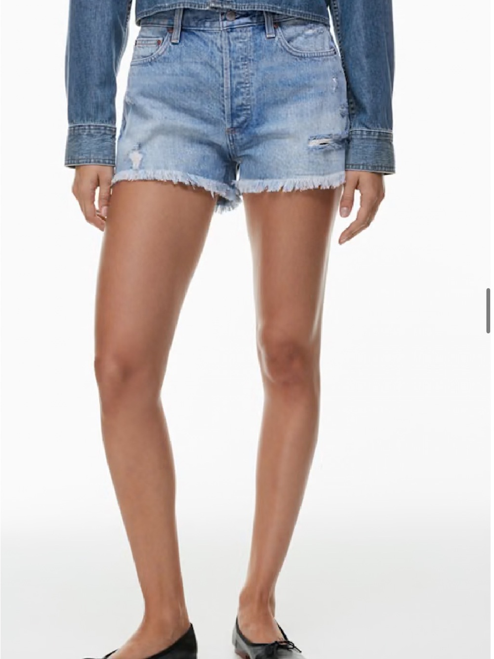 Aritzia Denim Forum The Ex-Boyfriend Hi-rise Denim Short Size 28 Light Blue